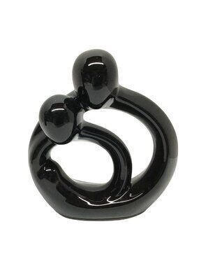 Avery Vintage 1999 Black Ceramic Father Mother Baby Art Sculpture
